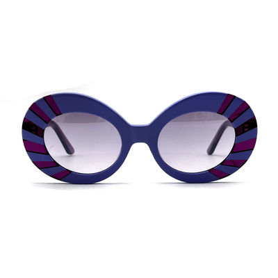 Buon prezzo AS102 Occhiali da sole da donna a montatura rotonda in acetato 100% protezione UV in linea