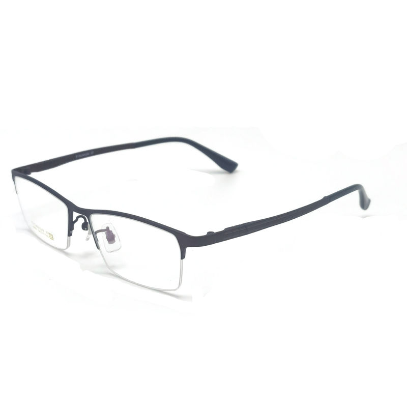 TD061 Elegante montatura in titanio per occhiali con forma semirimetrica e disegno rettangolare