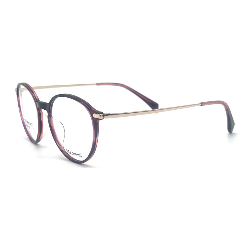 OPT SUN001 Cornice ottica in acetato con tempie ad alta elasticità stile rotondo alla moda aspetto alla moda