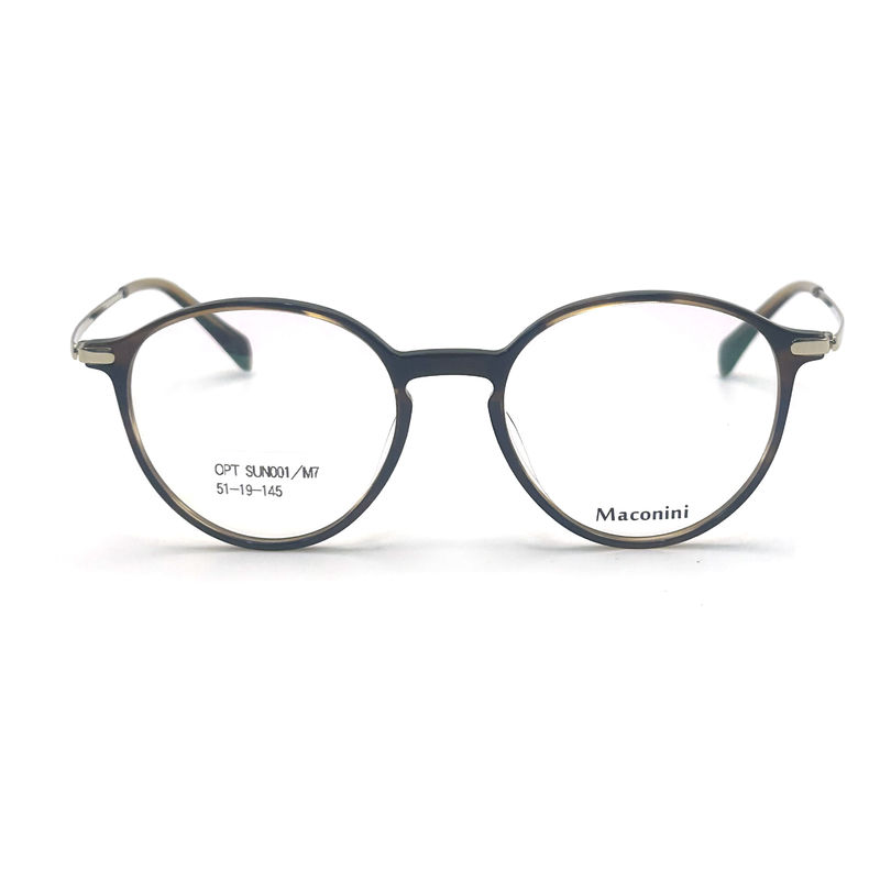 OPT SUN001 Cornice ottica in acetato con tempie ad alta elasticità stile rotondo alla moda aspetto alla moda