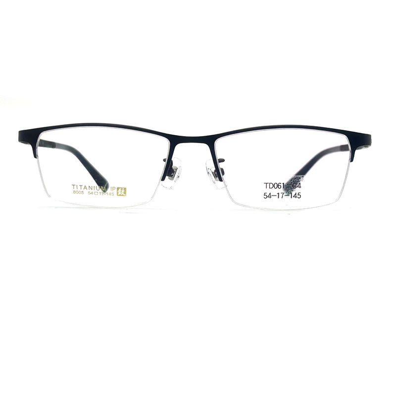 TD061 Elegante montatura in titanio per occhiali con forma semirimetrica e disegno rettangolare
